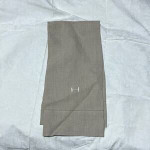 Banana Republic vintage tan linen “H” monogrammed in white tea towel decorative